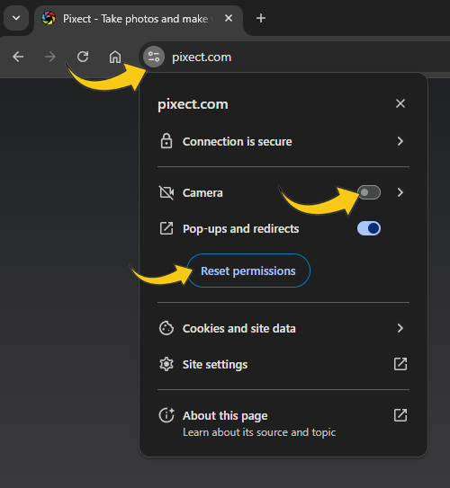 Chrome browser camera permission