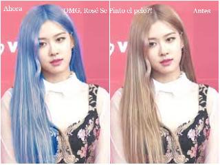 RosÃ© Con pelo azul VS RosÃ© normal. (no es cierto, yo le pintÃ© el pelo a propÃ³sito con el pincel)