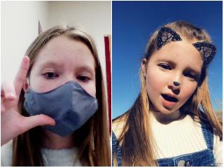 me with and without mask at school
