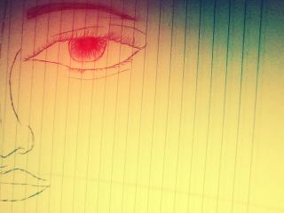 half women face drawing by: meee!!!!